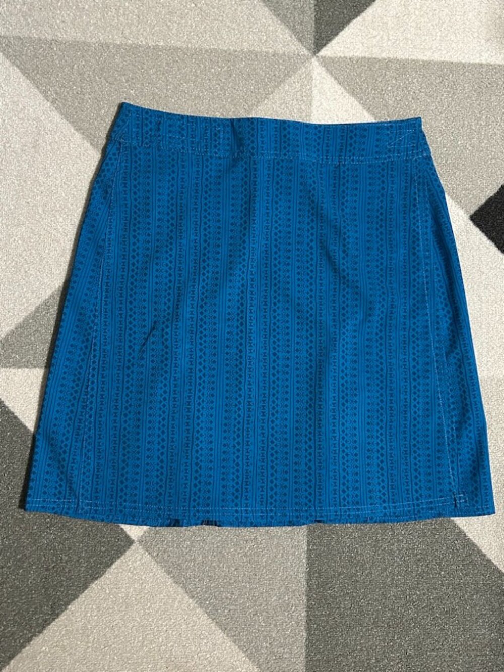RipSkirt Hawaii Teal Blue Water-Resistant Wrap Mini Skirt Geo Pattern Women's S